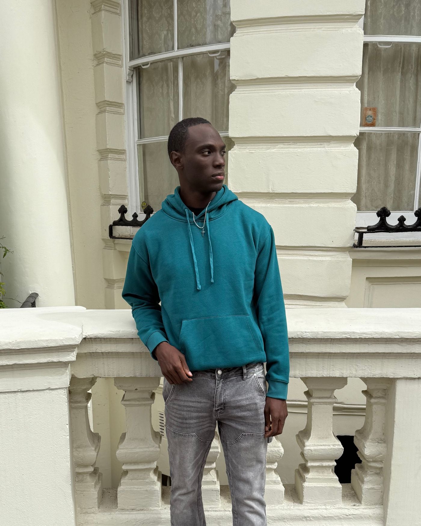Moclo Classic P-Blue Regular Fit Hoodie