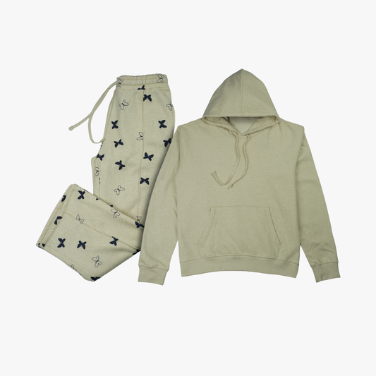 Moclo Classic Beige Printed Regular Fit Woman Track Suit