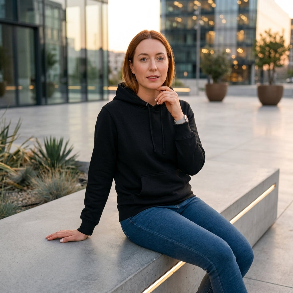 Moclo Classic Black Regular Fit Woman Hoodie