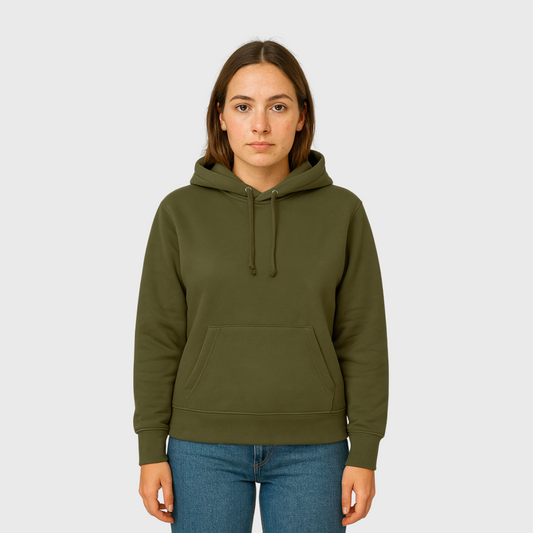 Moclo Classic Olive Green Regular Fit Woman Hoodie