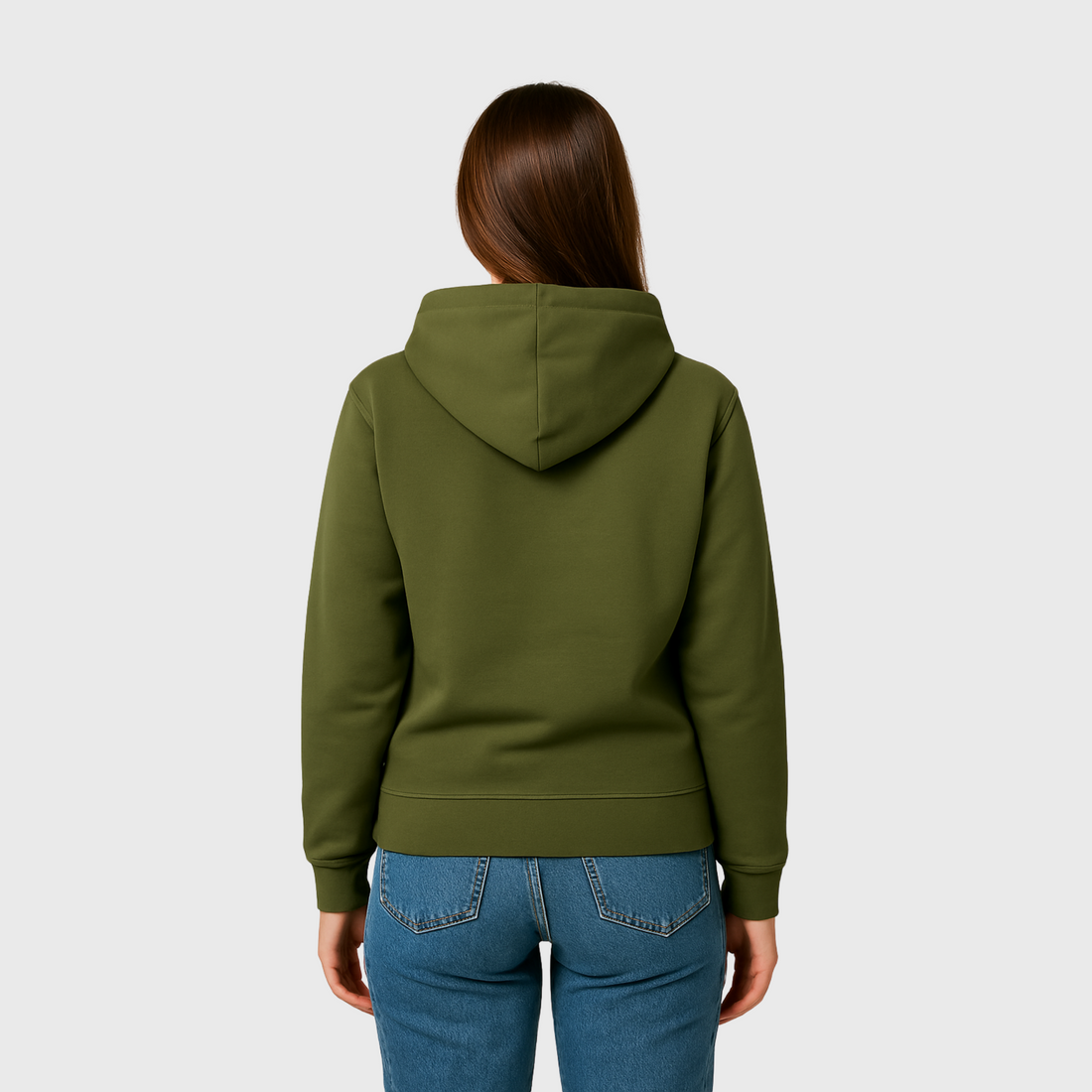 Moclo Classic Olive Green Regular Fit Woman Hoodie