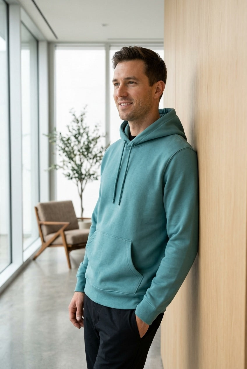 Moclo Classic P-Blue Regular Fit Hoodie