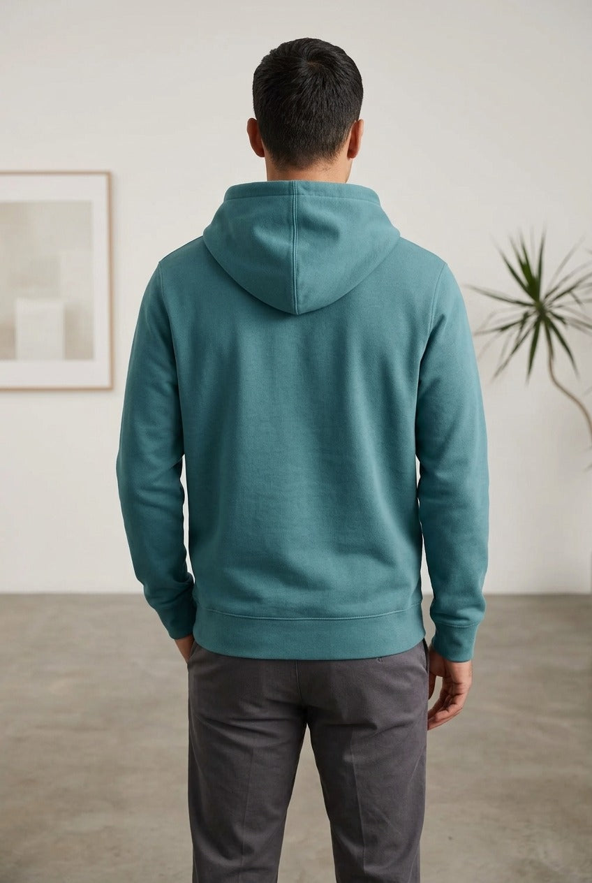 Moclo Classic P-Blue Regular Fit Hoodie