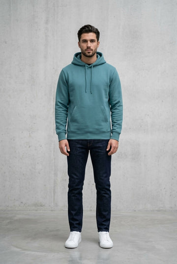 Moclo Classic P-Blue Regular Fit Hoodie