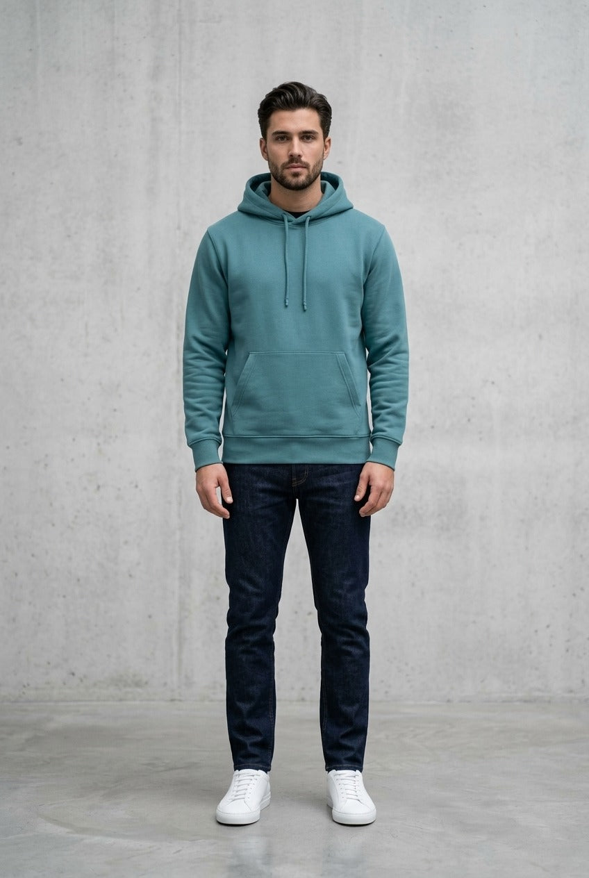 Moclo Classic P-Blue Regular Fit Hoodie