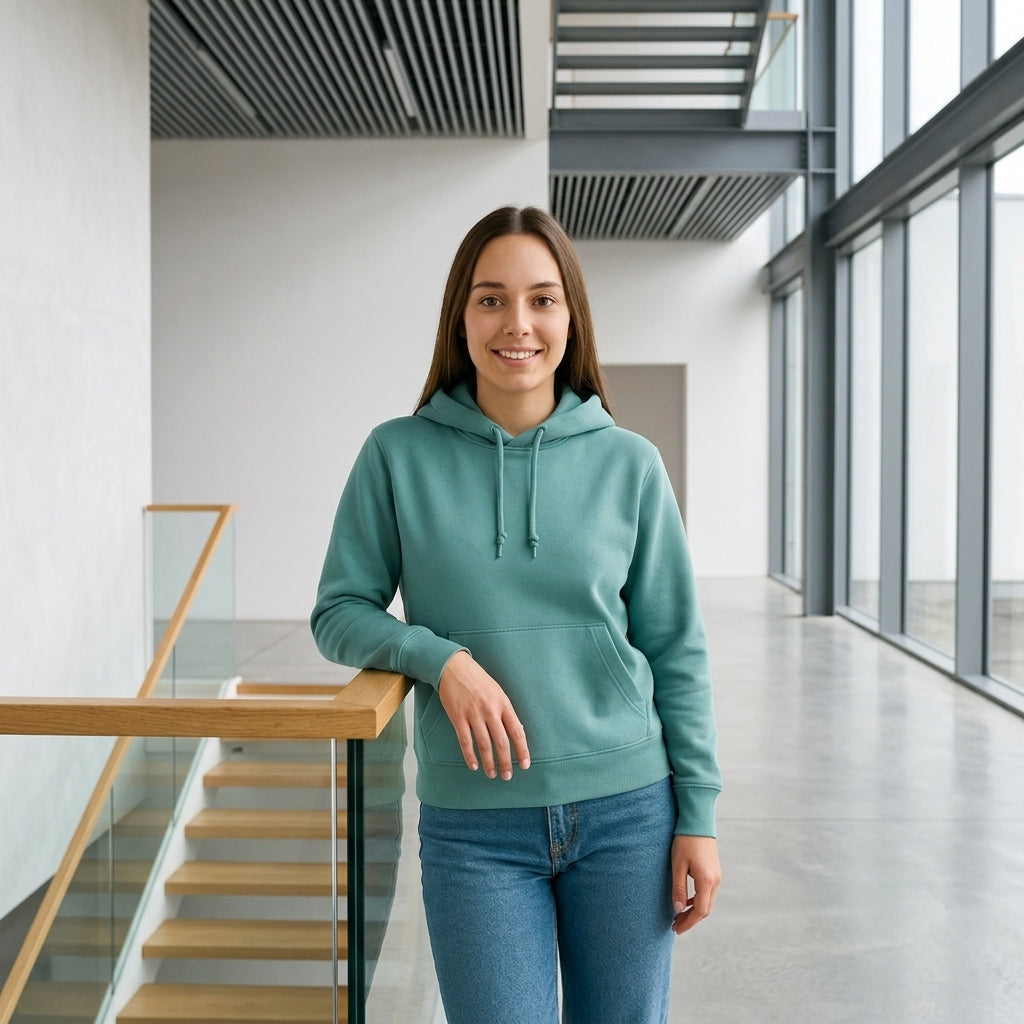 Moclo Classic P-Blue Regular Fit Woman Hoodie