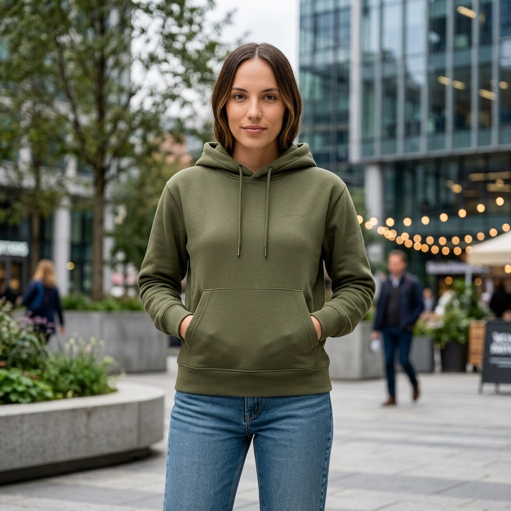 Moclo Classic Olive Green Regular Fit Woman Hoodie