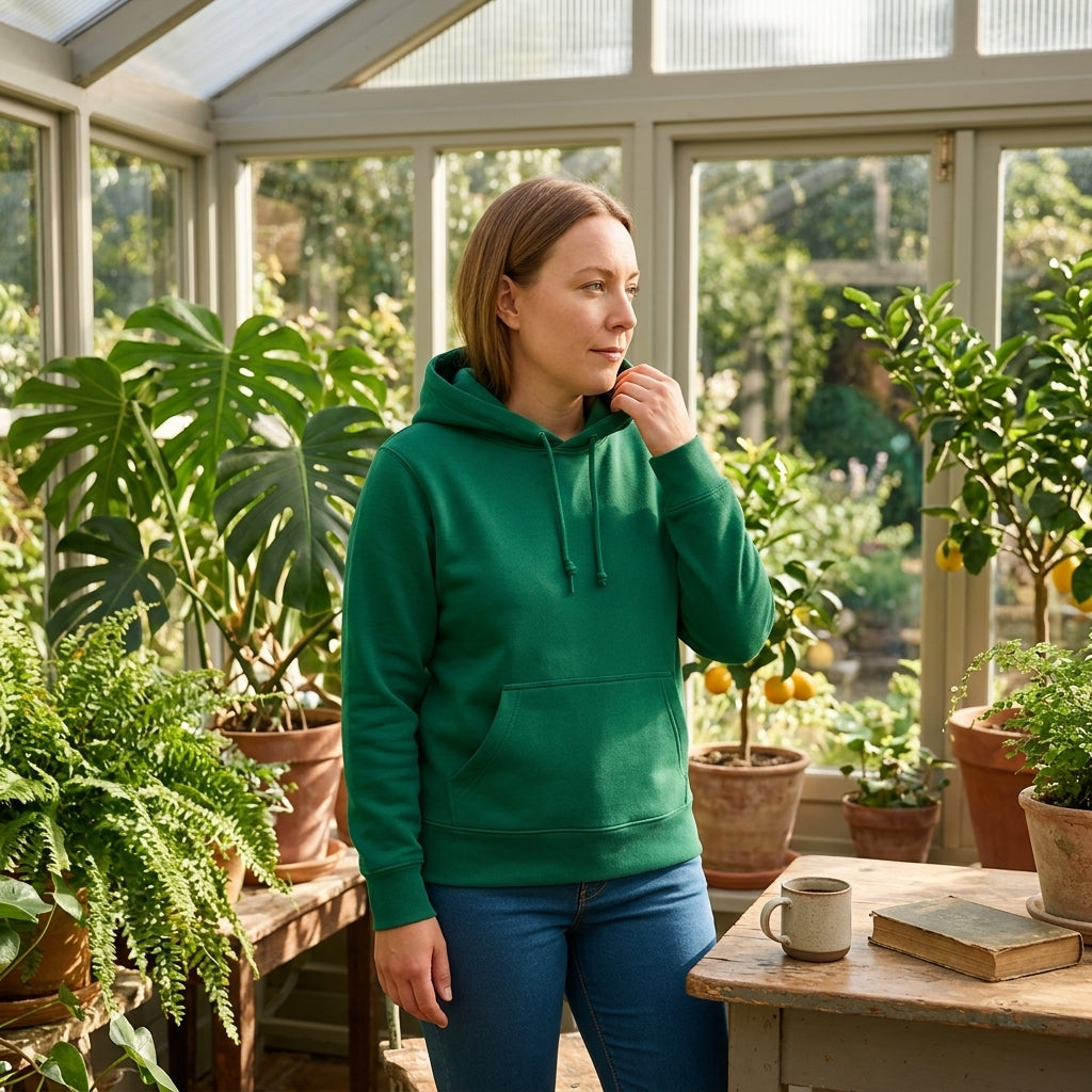 Moclo Classic Green Regular Fit Woman Hoodie