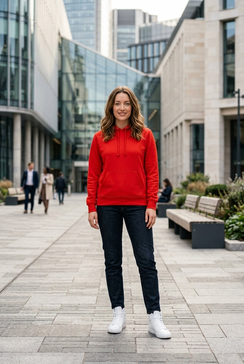 Moclo Classic Red Regular Fit Woman Hoodie
