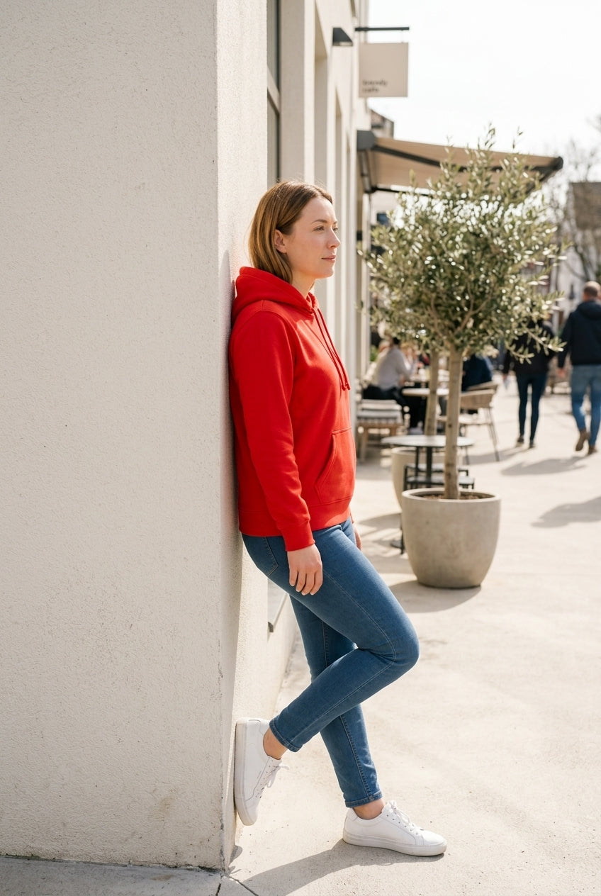 Moclo Classic Red Regular Fit Woman Hoodie