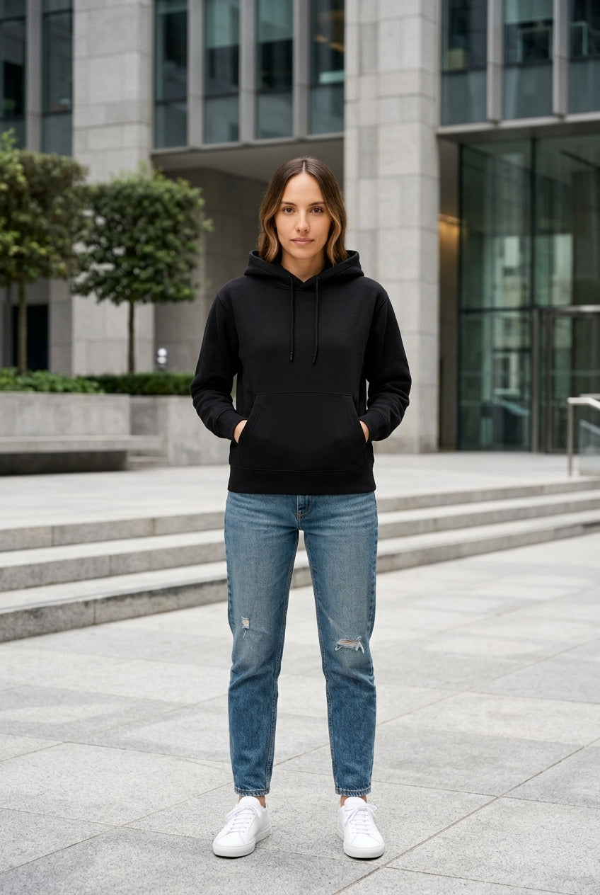 Moclo Classic Black Regular Fit Woman Hoodie