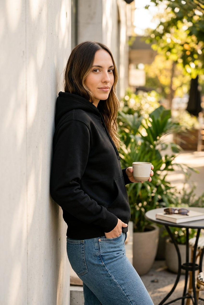 Moclo Classic Black Regular Fit Woman Hoodie