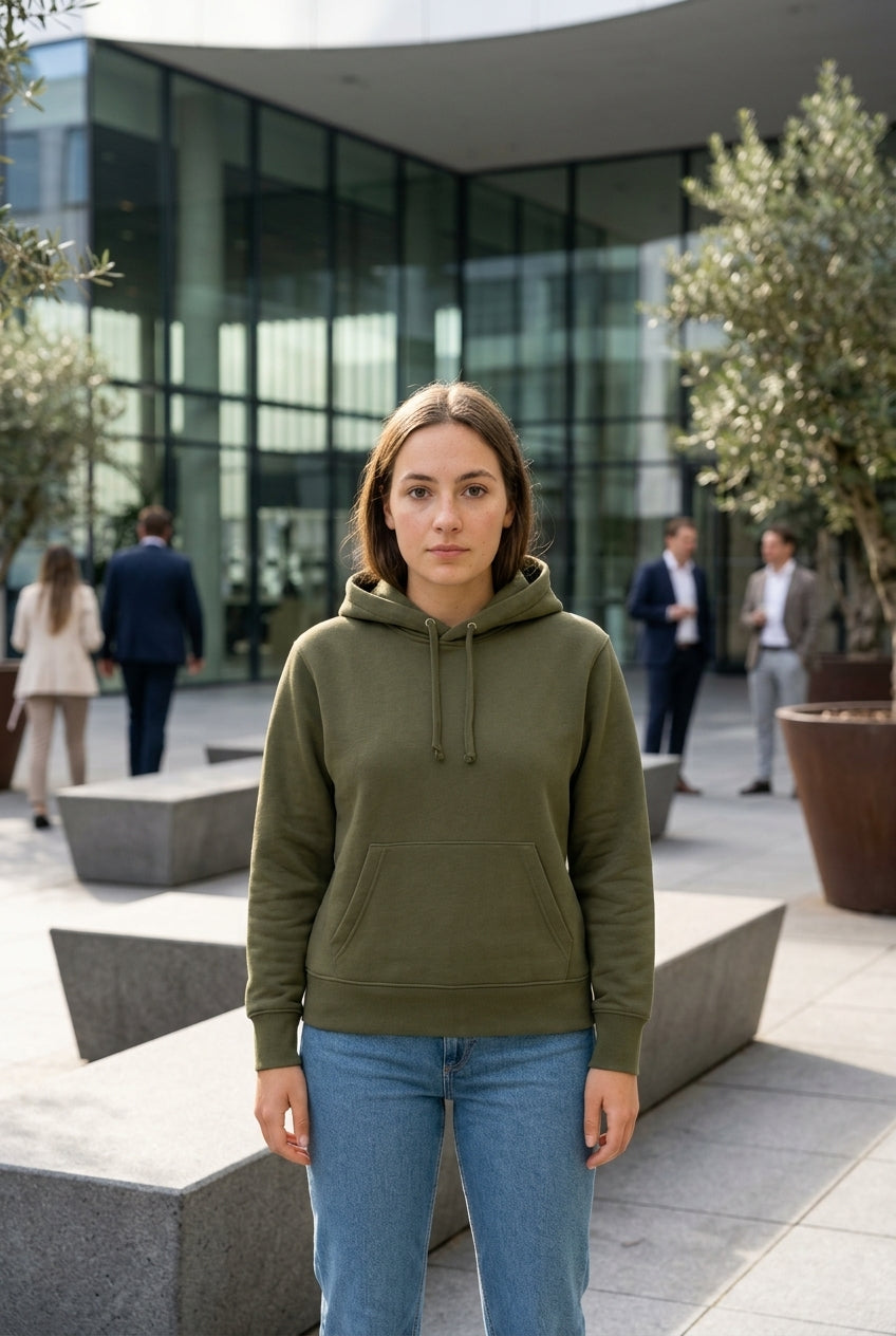 Moclo Classic Olive Green Regular Fit Woman Hoodie