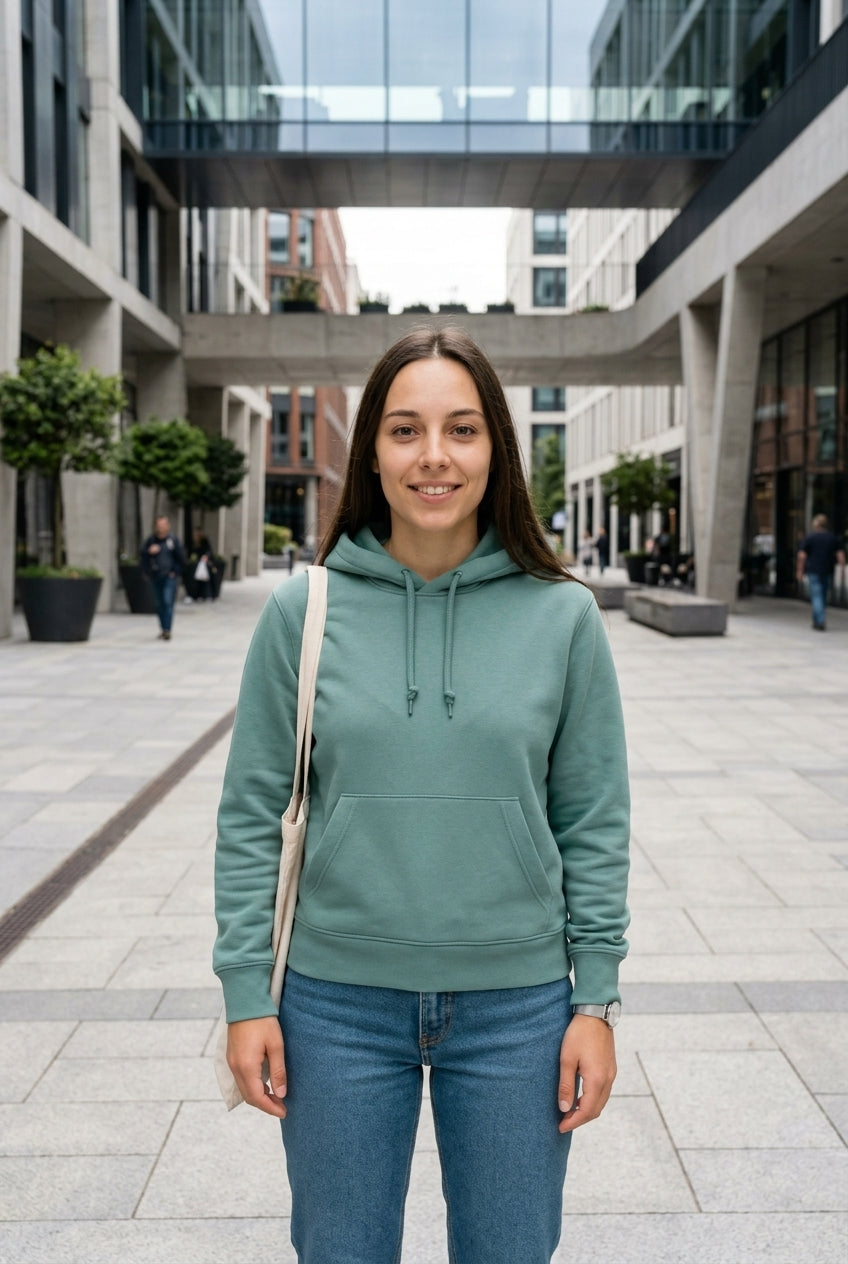 Moclo Classic P-Blue Regular Fit Woman Hoodie