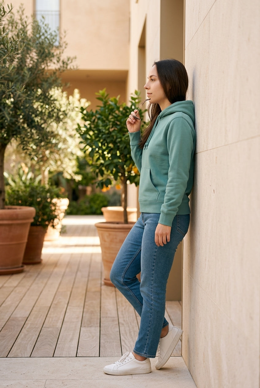 Moclo Classic P-Blue Regular Fit Woman Hoodie