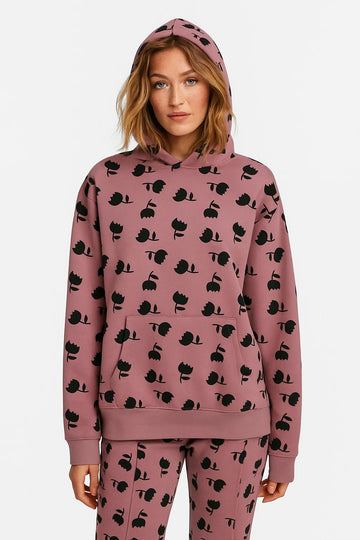 Moclo Classic Pink Printed  Regular Fit Woman Track Suit